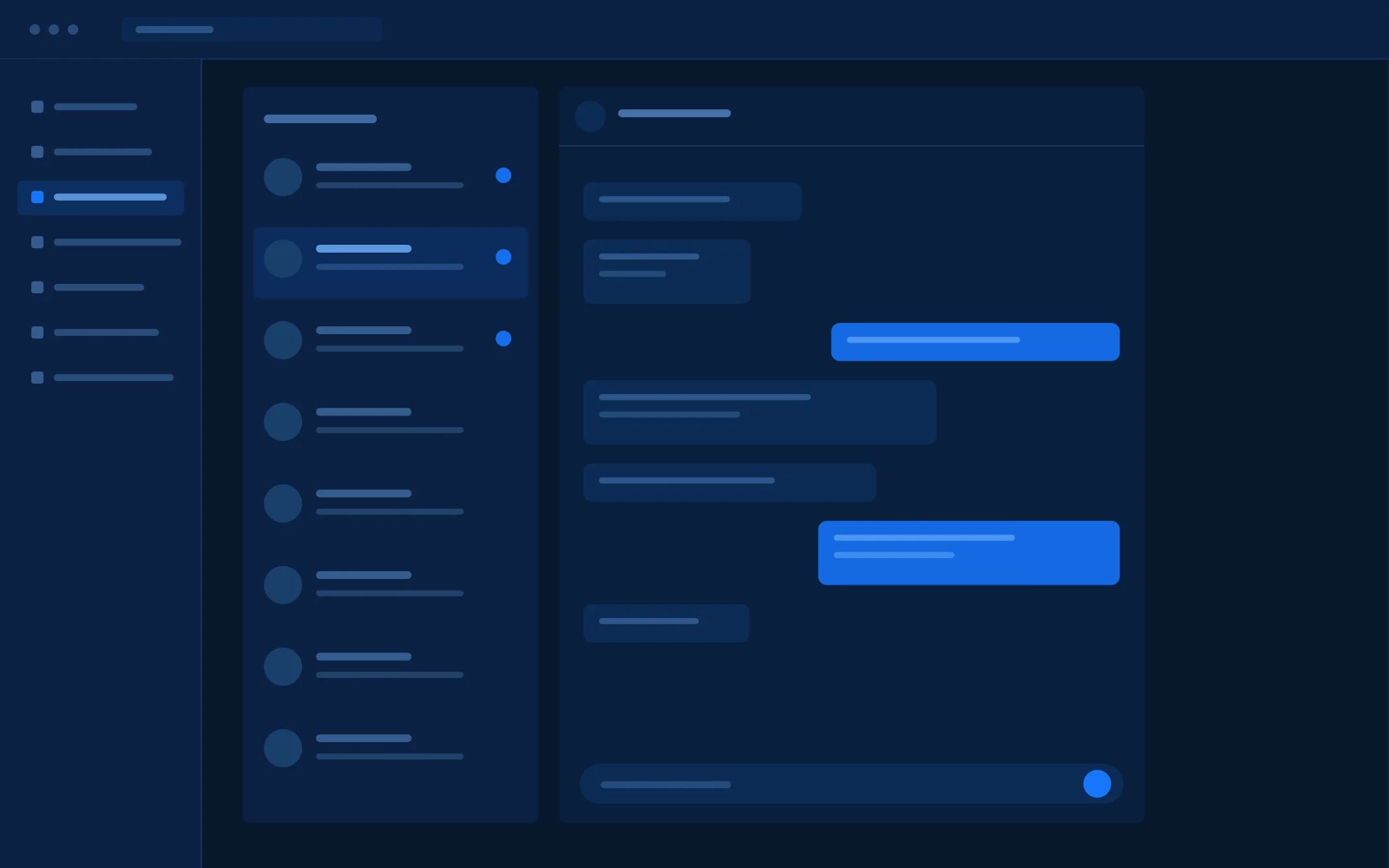 Tela de atendimento: lista de conversas à esquerda e histórico de mensagens do paciente selecionado à direita.